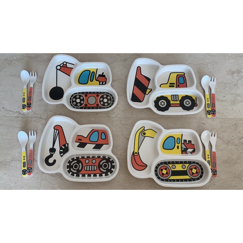 Bamboo fiber set makan excavator construction vehicles blippi