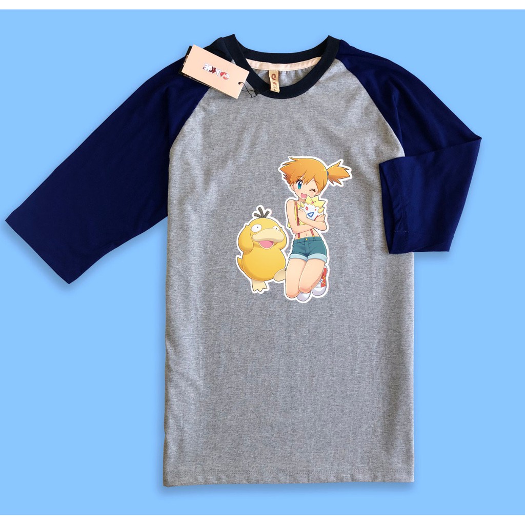 Kaos Raglan Anime Pokemon Misty Togepi Psyduck