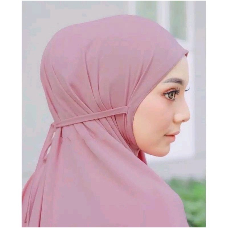 Jilbab Instan Maryam Jersey Tali Syar'i Casual Non Pet Menutup Dada Kekinian Hijab Bergo L Siria Jum