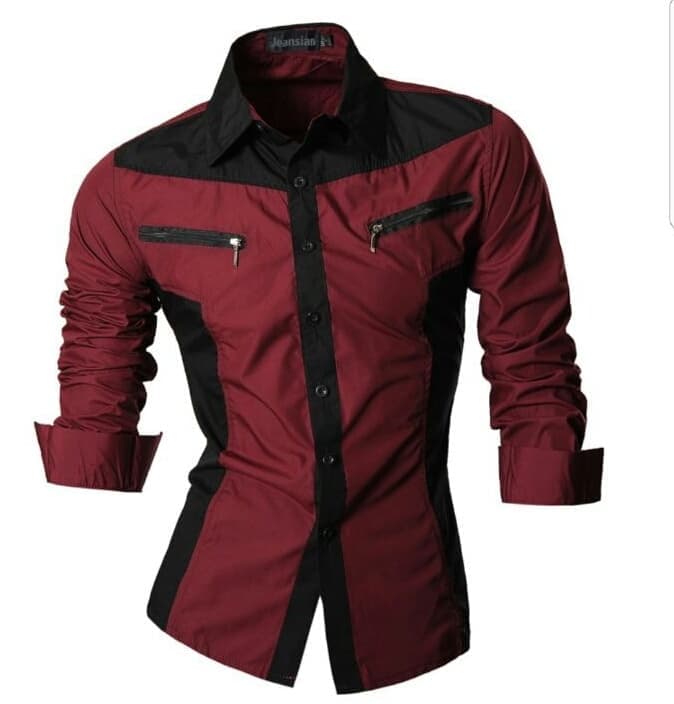 Kemeja pria lengan panjang katun strecth [KEMEJA EDWIN MAROON SC]