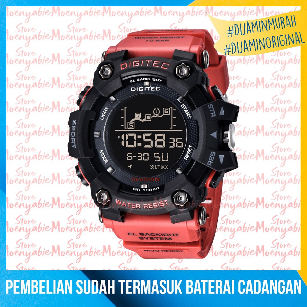 Digitec DG 3096T / DG 5096T Red Black Original Dan Anti Air Jam Tangan Digitec Pria