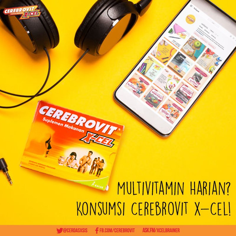 Cerebrovit X-Cel suplemen makanan untuk Nutrisi otak kemasan strip isi 10 kapsul