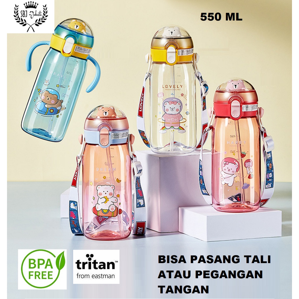 Botol Minum Anak Tritan BPA Free DREAM - 550 ml Dengan Sedotan dan Tali panjang