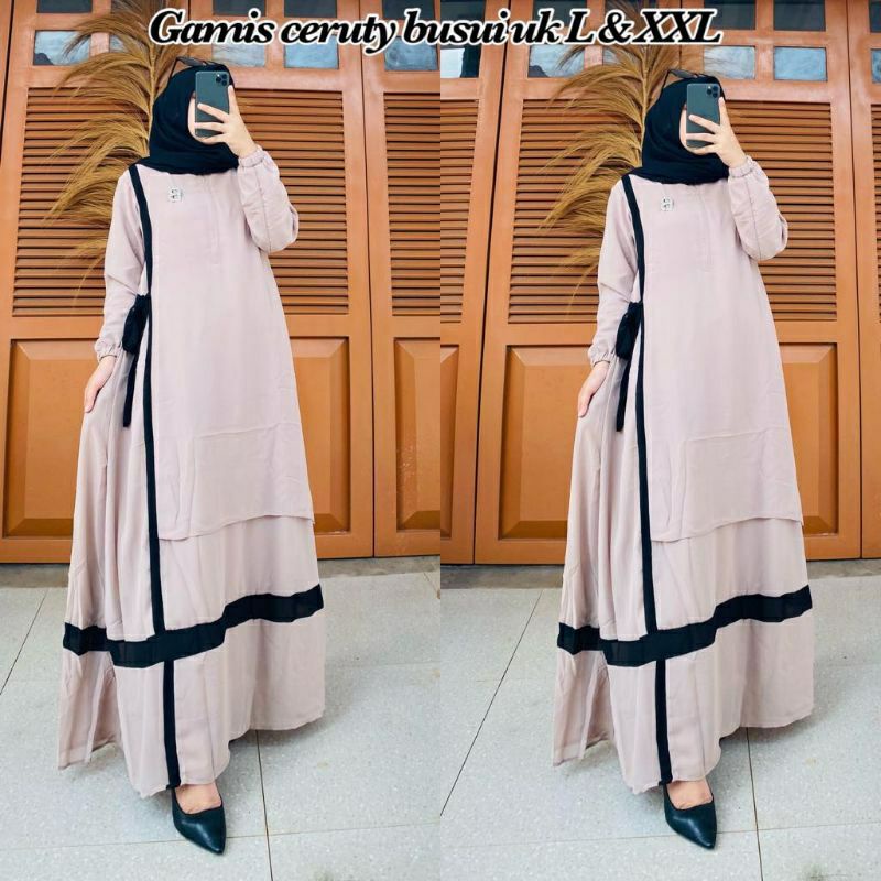GAMIS CERUTY LIST HITAM GAMIS PITA