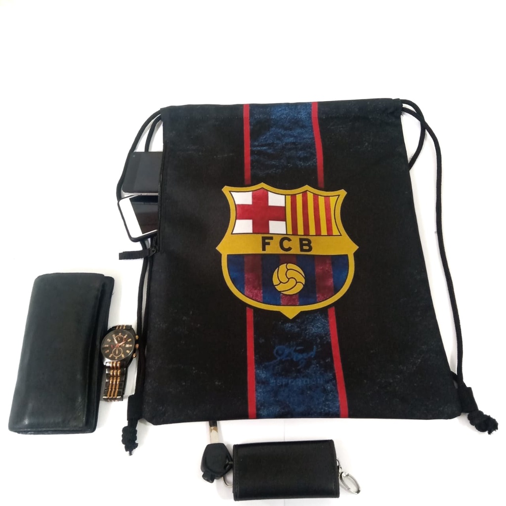 Tas Gymsack Tas Olahraga Tas Serut Tas Serut Ortuseight - Gymsack - String Bag - Tas Punggung - Tas Olahraga - Futsal Sepakbola Club Barcelona