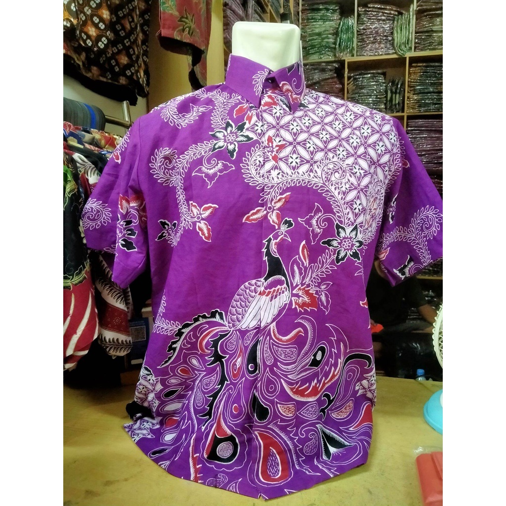 Kemeja batik terbaru warna purple / batik lengan panjang ungu / batik lengan pendek ungu /batik ungu