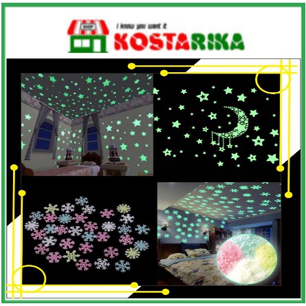 Stiker Salju Star Glow in The Dark Wall Sticker 1 pack Atau Bintang Stiker Dinding Fosfor