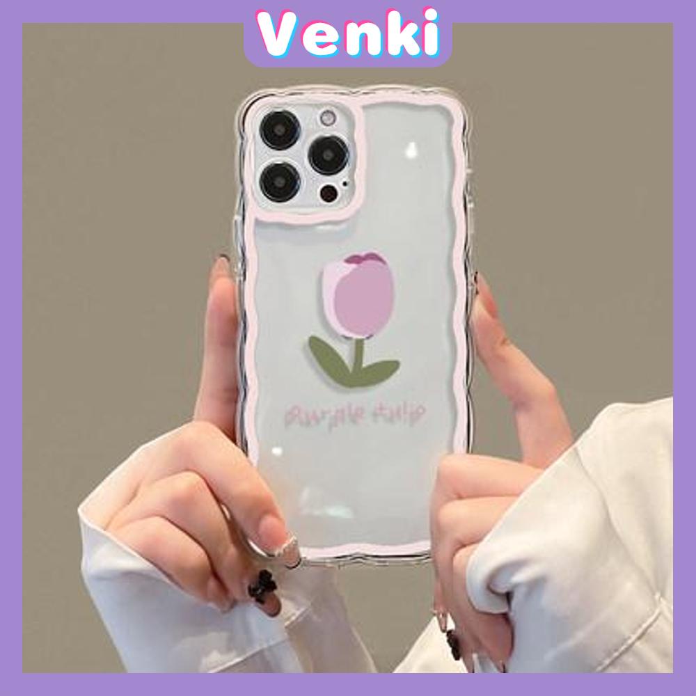 iPhone Case Silicone Soft Case Clear Case Wave Non-Slip Shockproof Camera Full Coverage Protection Purple Flower Tulip For iPhone 13 Pro Max iPhone 12 Pro Max iPhone 11 iPhone7Plus