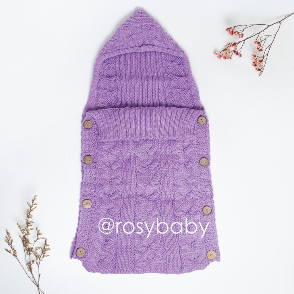 Sleeping Bag Rajut Selimut Bedong Bayi jaket rajut  knit jacket Hoodie bedong lembut Muslin Nerf