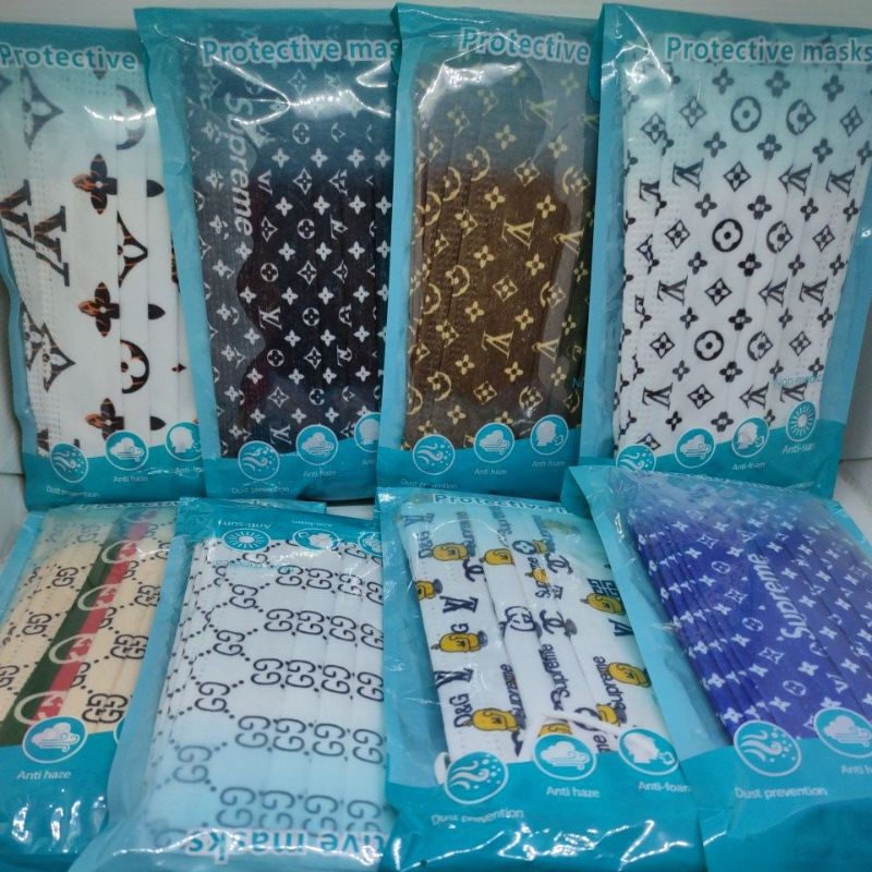 10 lembar Masker disposable motif 3ply sekali pakai