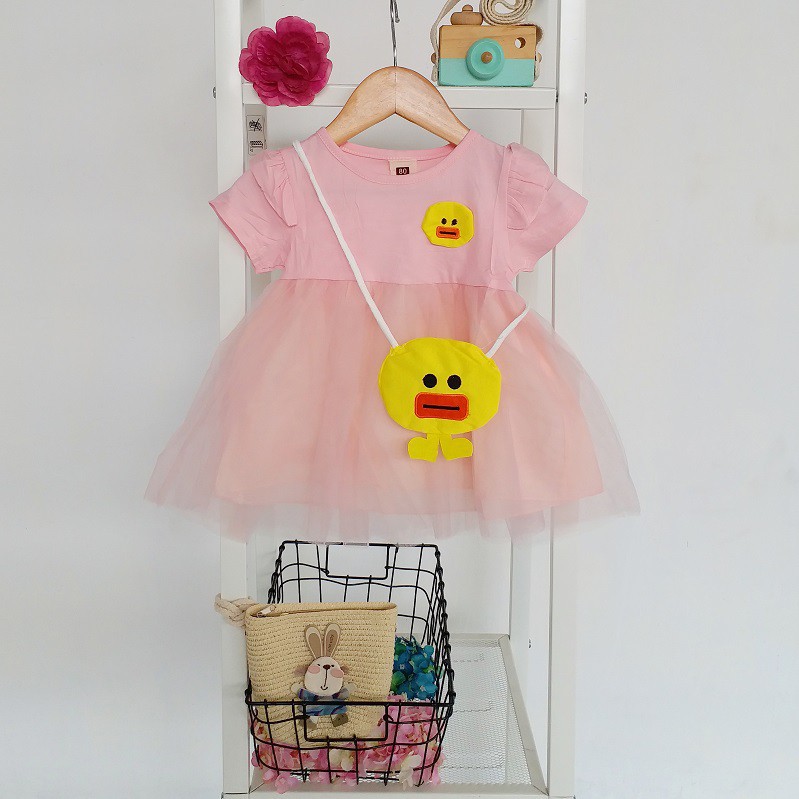 LittleAaron DRESS DUCKLING BAGS 257 EBV Baju Dress Anak Perempuan Import 6 bulan - 3 tahun