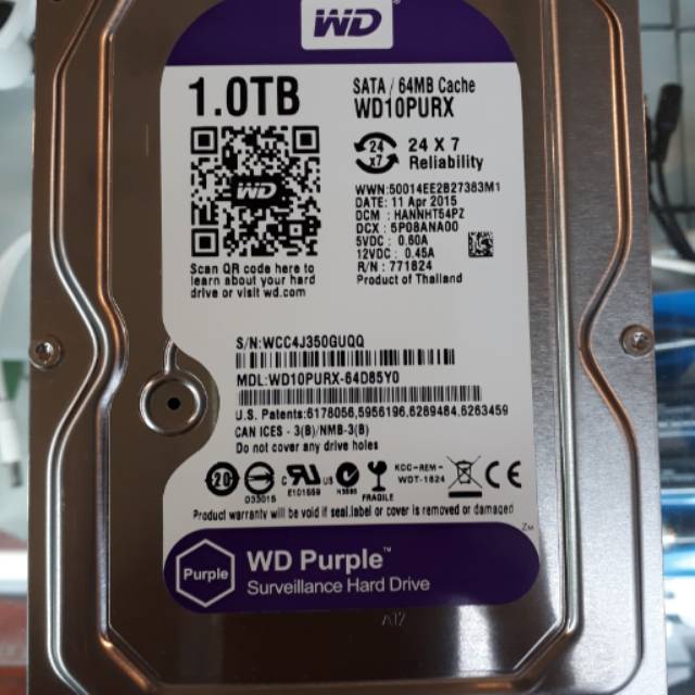 Hdd wd purple 1tb khusus cctv colokan sata bergaransi 1 tahun