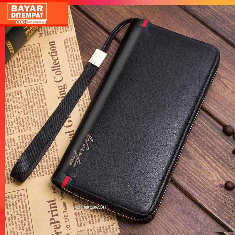 (100% ORI) Dompet Pria Men Wallet Clutch Leather Long Zipper