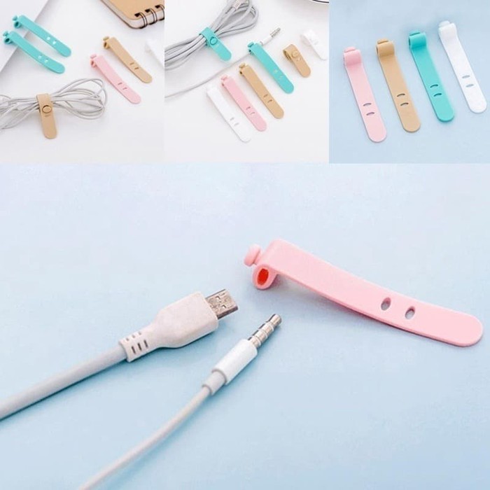 Pengikat Penggulung Kabel Cable USb Headset Warna Candy Polos Karet