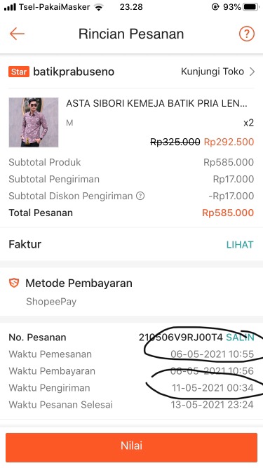 Asta Sibori Kemeja Batik Pria Lengan Panjang Slimfit Katun Printing Hem Baju Seragam Kantor Modern