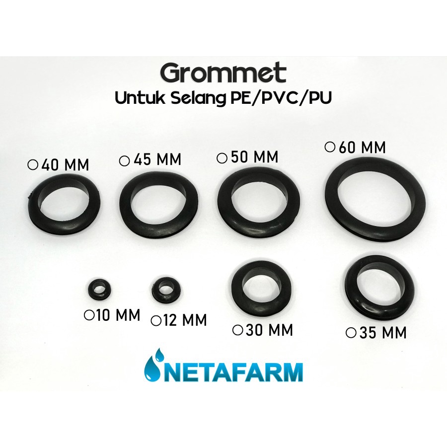 Grommet 60 mm hitam Untuk Selang PE, PU, PVC ( Satuan )