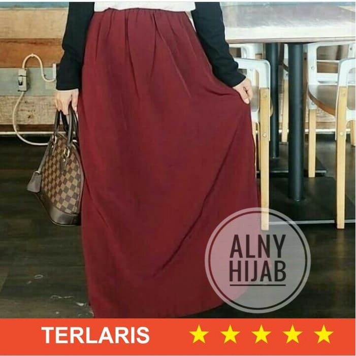 Alny Hijab - Rok Wolfis Premium panjang 100cm tidak nggantung / Rok basic wolfis premium