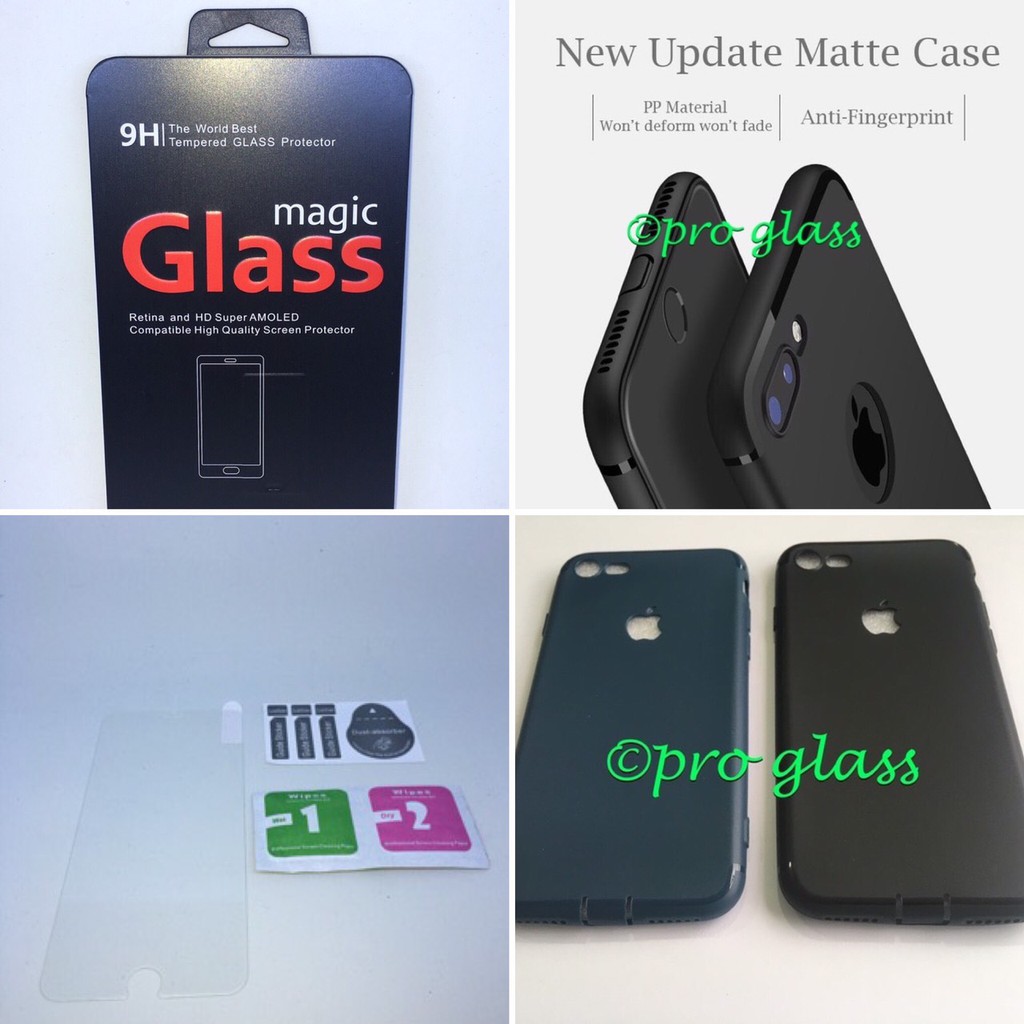 PAKET Iphone 6 Plus/6s+ / Iphone 7/7+ / 8/8+ Ultrathin Premium Matte Case + Tempered Glass