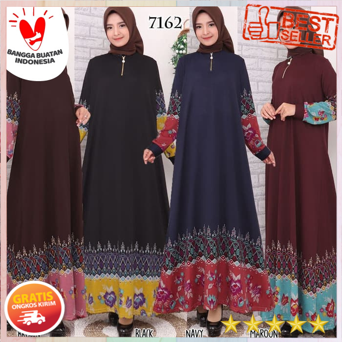 COD Baju Gamis Wanita Gamis Calvin Jeans Gamis Jumbo 4L & 5L 9728/9729 Gamis Lebaran Promo Murah
