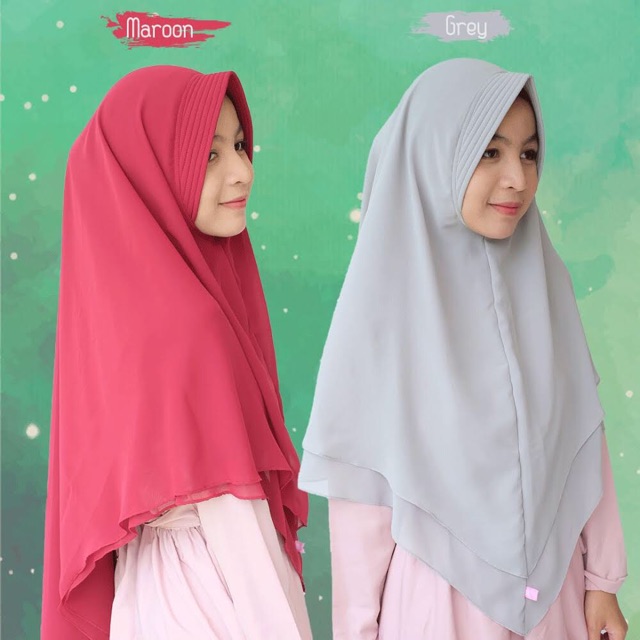 Khimar khadijah 2 layer model pinguin