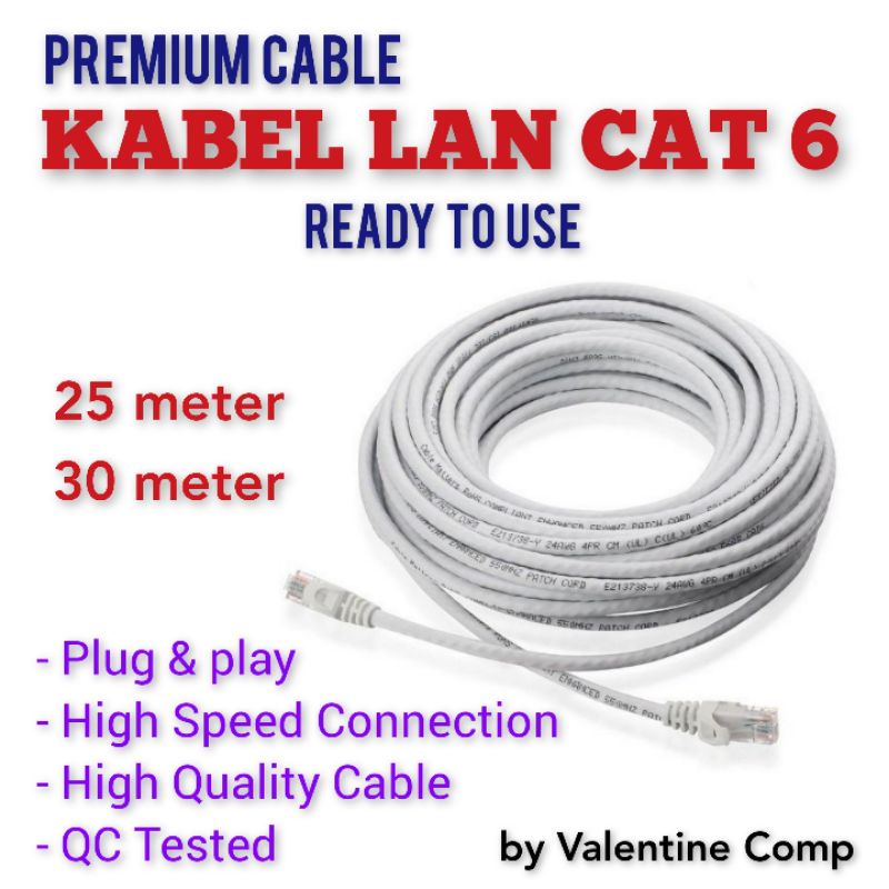 KABEL LAN UTP NYK / BELDEN CAT 6 / CAT6 GIGABIT SPEED PLUS RJ45 HIGH QUALITY CABLE ( SIAP PAKAI ) 25M, 30M ( 25 meter / 30 meter )