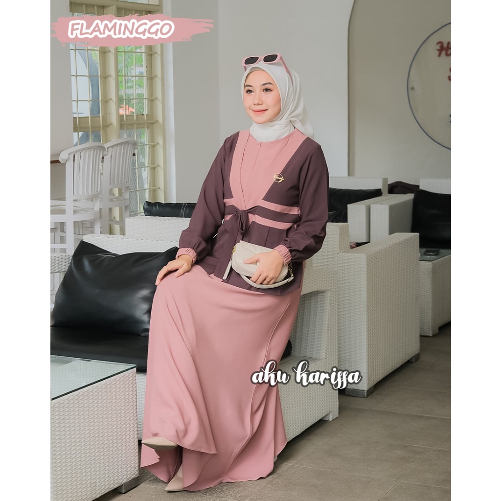 AIRA NAFIRA  RAINA dan KOTAK TRISKET aku karissa DRESS ITYCREPE POLO LINEN  terbaru setelan outer looks muslimah style modis casual syari new design