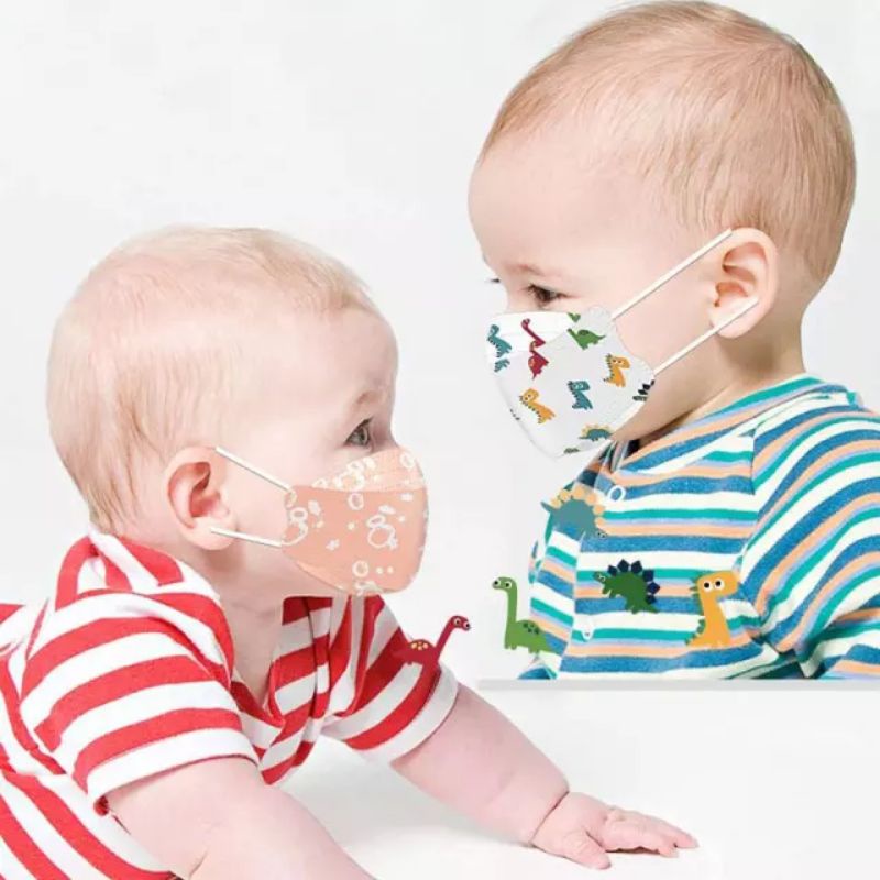10PCS MASKER KF94 BAYI ANAK 0-3TAHUN 2-6TAHUN EVO 3D KOREA KPOP CEWEK COWOK 4PLY MOTIF PUTIH ARMY KA