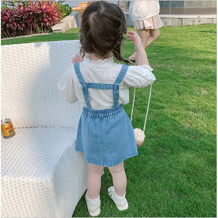 Dress Jeans Overall Anak Perempuan motif PITA RENDA JEANS Import Pakaian Anak Cewek 2-7 tahun