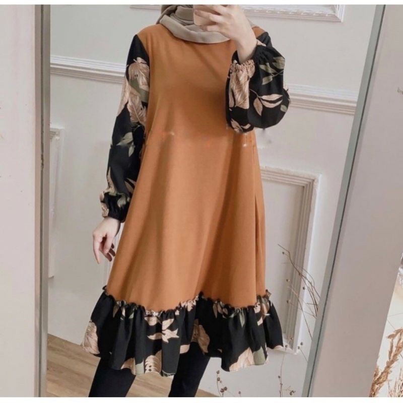 TUNIK POLOS RAMPEL MOTIF BAWAH // Misca Basic Tunik