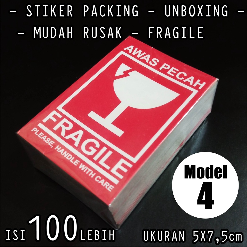 ISI 100PCS LEBIH STIKER FRAGILE STIKER PACKING LABEL PENGIRIMAN STIKER PECAH BELA ANTI AIR