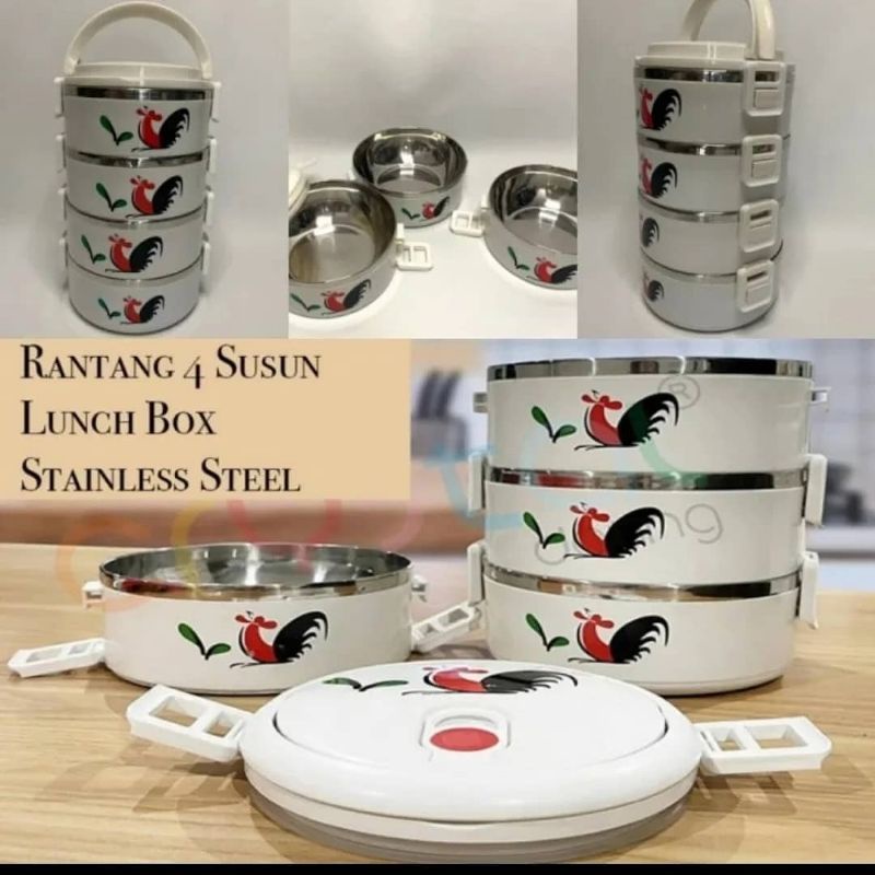 Rantang Ayam 4 Susun - Lunch Box Motif Ayam Jago