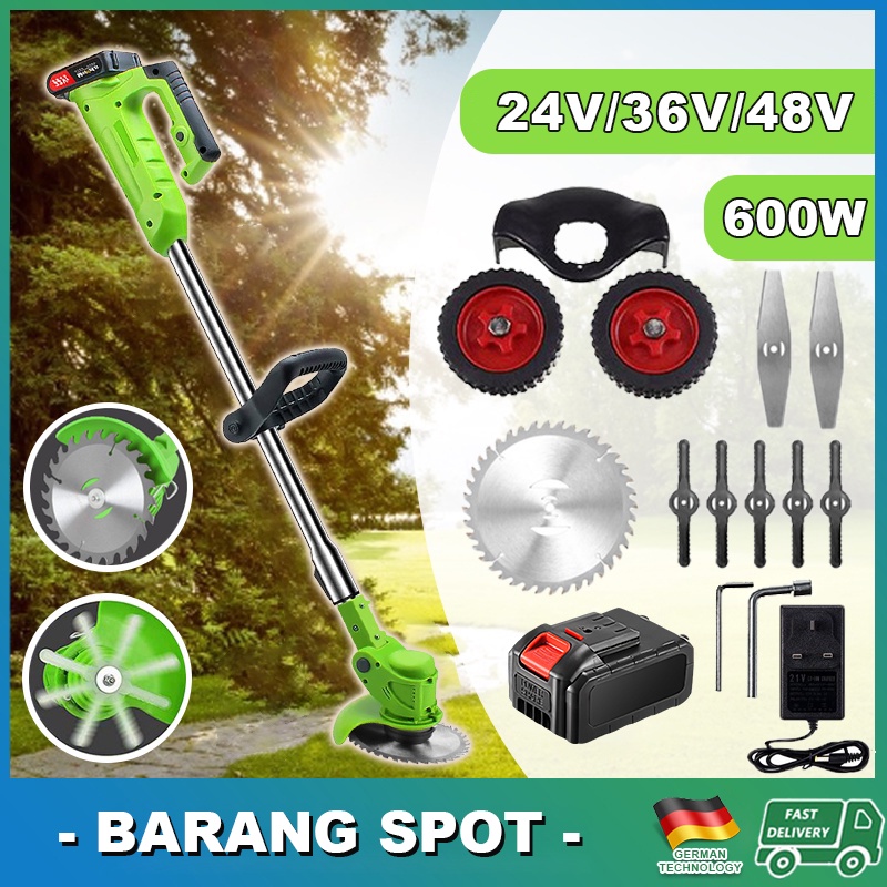 48V Cordless Mesin Pemotong Rumput Listrik Pemotong Rumput Isi Ulang Mesin Pemotong Rumput Rumah Tan