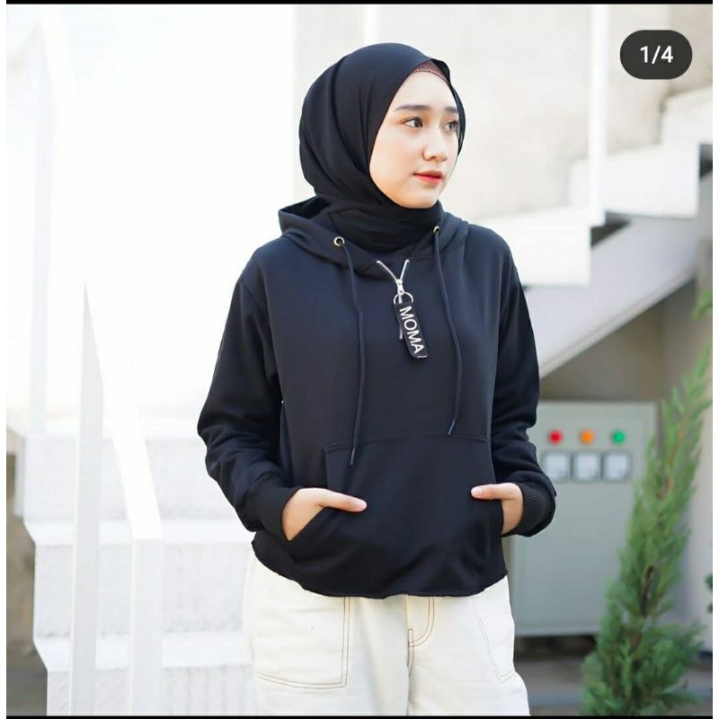 JAKET CROP MOMO HOODIE.WANITA CROP BLOUSE CROP MOMA-4