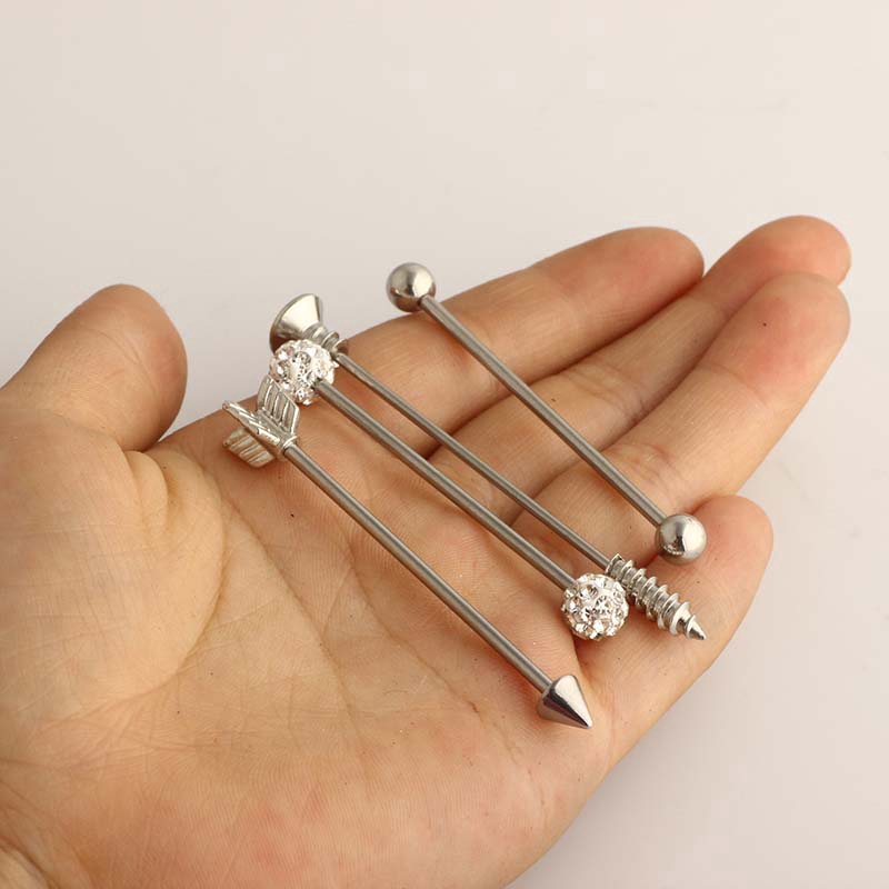 4pcs/sets 14G Scaffold Barbell Earring Tribal Arrow Cartilage Piercing Stainless Steel