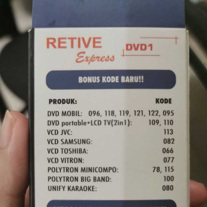 Remot DVD Universal Remote Retive Express DVD1 Polytron Tanpa Program