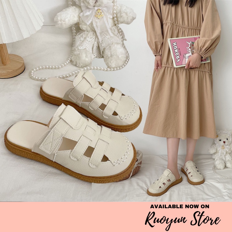 RYX - Wooden Tan Sandal Slip-On Wanita Fashion Casual - Ori Import