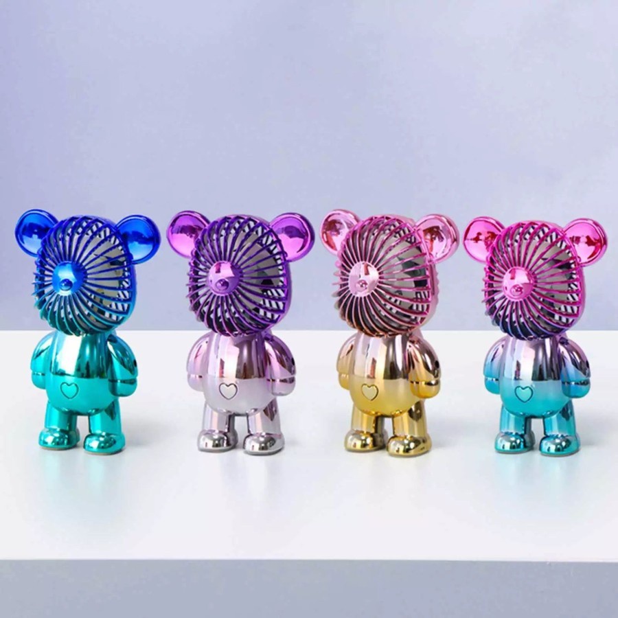 Kipas Angin mini Portable Bearbrick Bear Brick Baterai Cas 3 Kecepatan