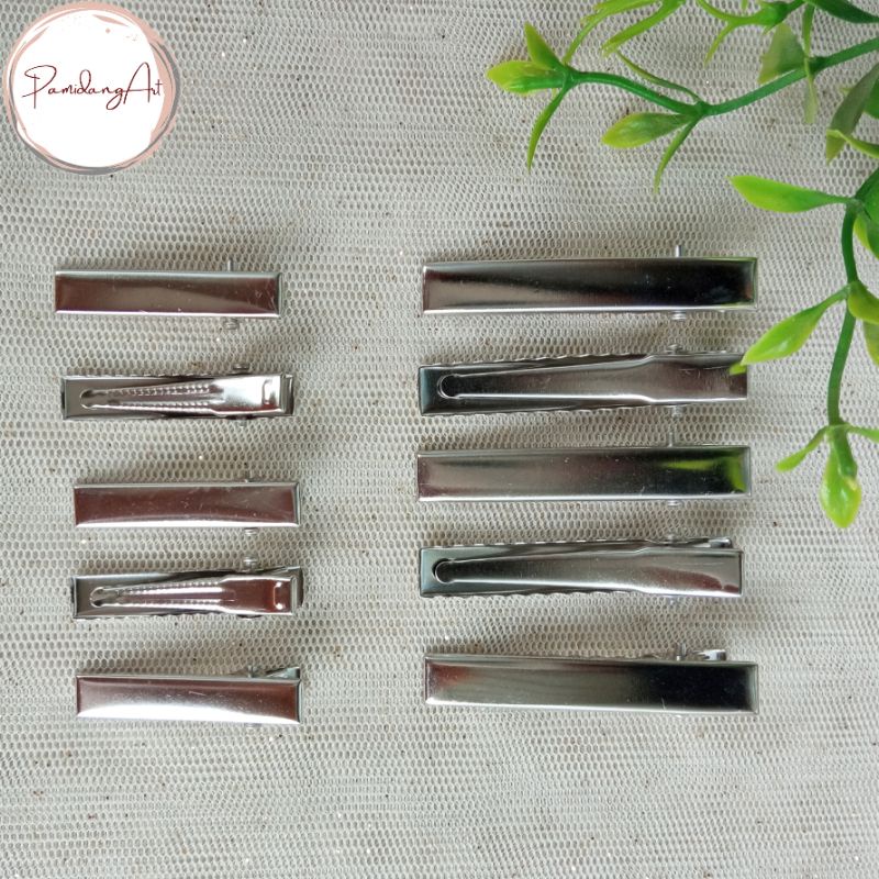 (10pcs) Jepit Rambut Buaya Polos Silver / Bahan Jepitan rambut