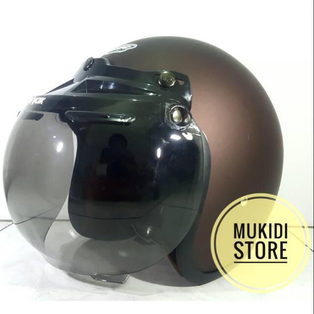 FREE ONGKIR  Helm Retro Bogo Cafe Racer Classic Vespa - Coklat Doff - bukan INK Centro, Cargloss