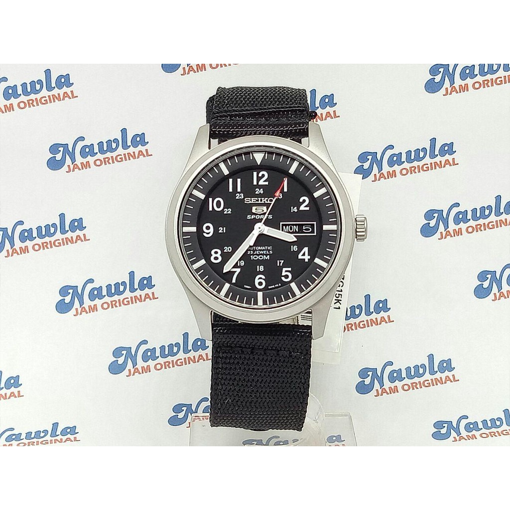 Seiko 5 Sports SNZG15K1 Automatic Black Nylon - Jam Tangan Pria SNZG15