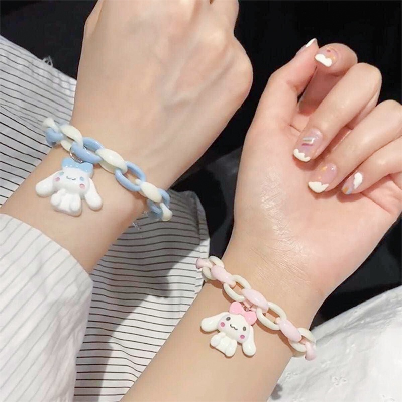 Gelang Cincin Rambut Motif Kartun Anjing Warna Permen Gaya Korea Untuk Pasangan