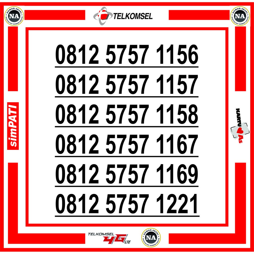 NOMOR CANTIK SIMPATI 4G 0812 5757 XXXX H300