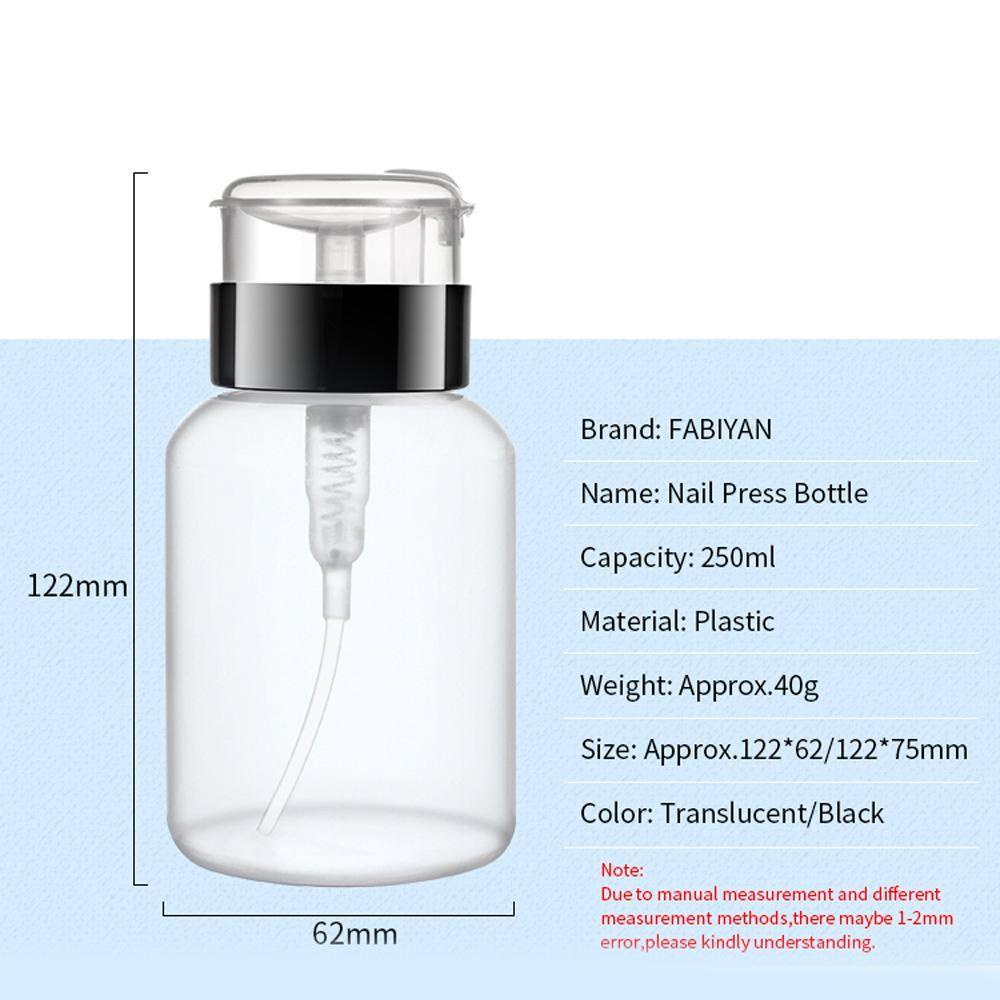 TOP Botol Isi Ulang Plastik Kosong 250mL Manicure 250mL Clean Aseton Nail Polish Remover