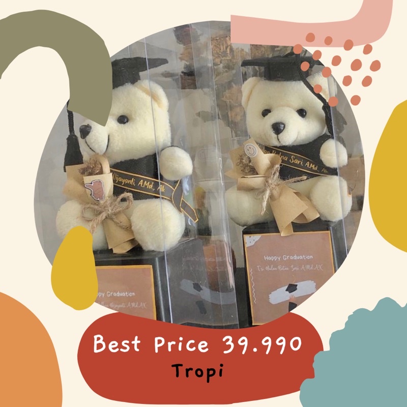 PIALA BONEKA WISUDA FREE BUKET+NAMA TROPY wisuda Graduation Gift Kado Birthday Wedding HAMPERS FREE 