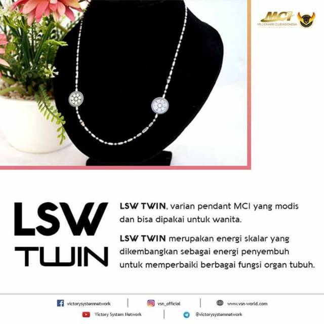 Kalung pendant Twin, Biopendant original MCI