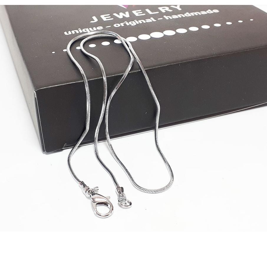 LSI VeE Rantai Kalung Titanium 316L Stainless Steel Silver Model Belut 40cm - Kalung Pria Wanita «