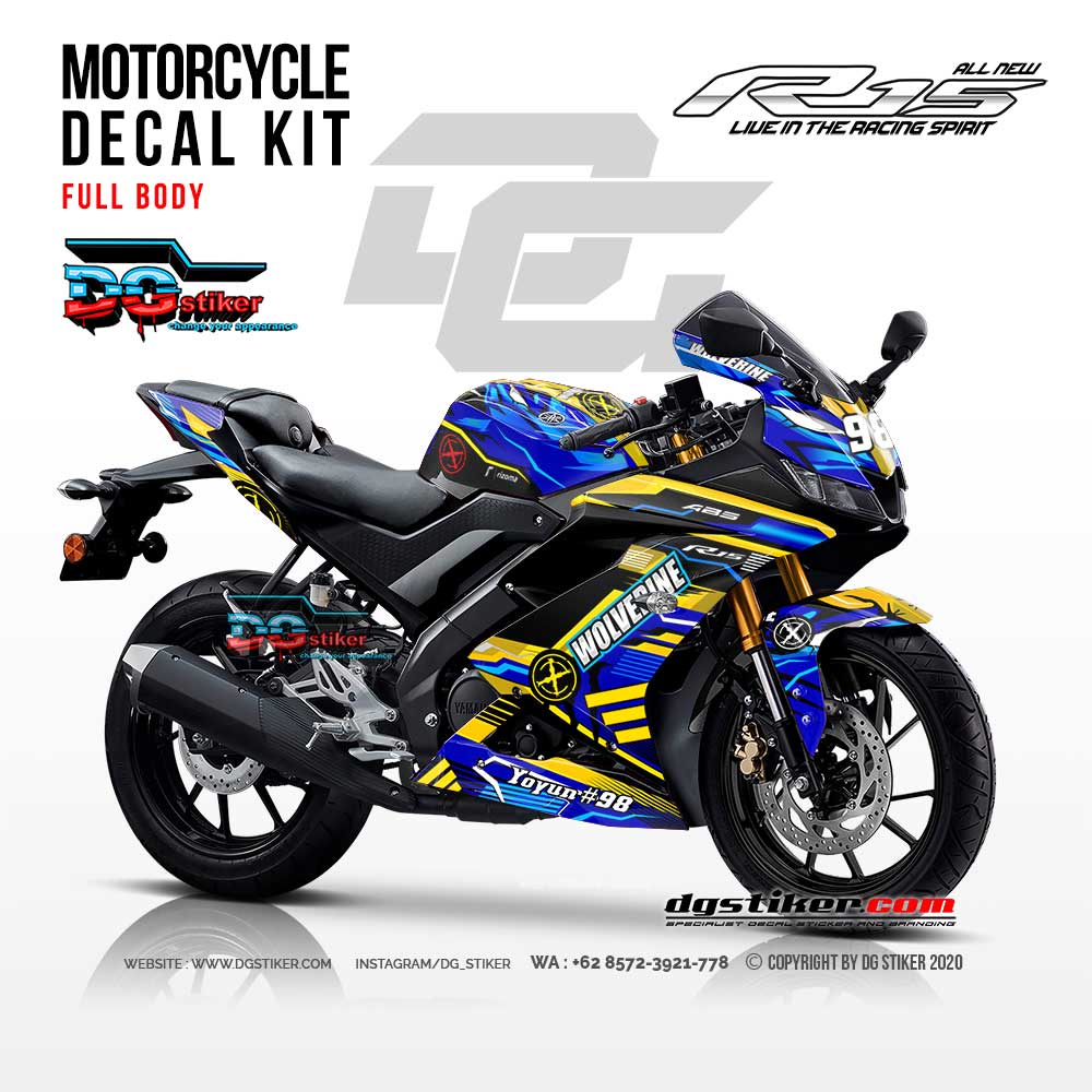 Decal Striping R15 V3 Biru Wolverine