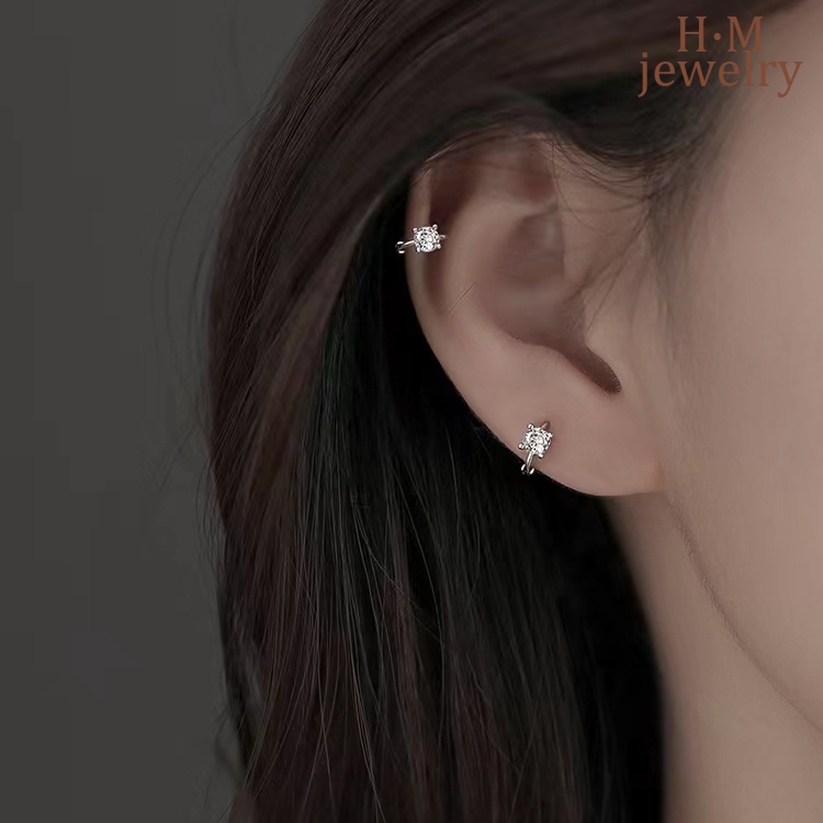 Anting Tusuk Sterling Silver 925 Simple Untuk Wanita