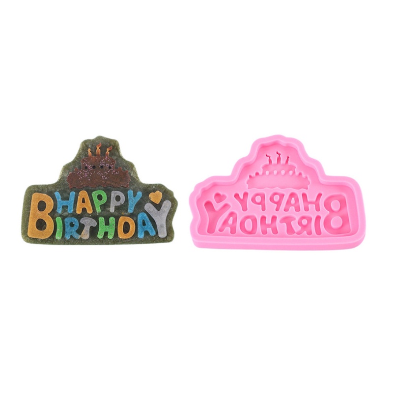 Siy Cetakan Fondant / Cokelat / Permen Bahan Silikon Desain Tulisan Happy Birthday Untuk Dekorasi Kue Diy