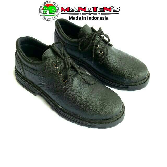 MANDIENS Sepatu PDH PENDEK HITAM - Sepatu Safety Pria Sepatu Pria Safety Kulit Jeruk Sepatu Safety Kulit Jeruk Sepatu Safety Untuk Sekolah SMK Sepatu Sekolah STM Kesat Tidak Licin Cocok Untuk Pegawai SPBU ST12 Hitam